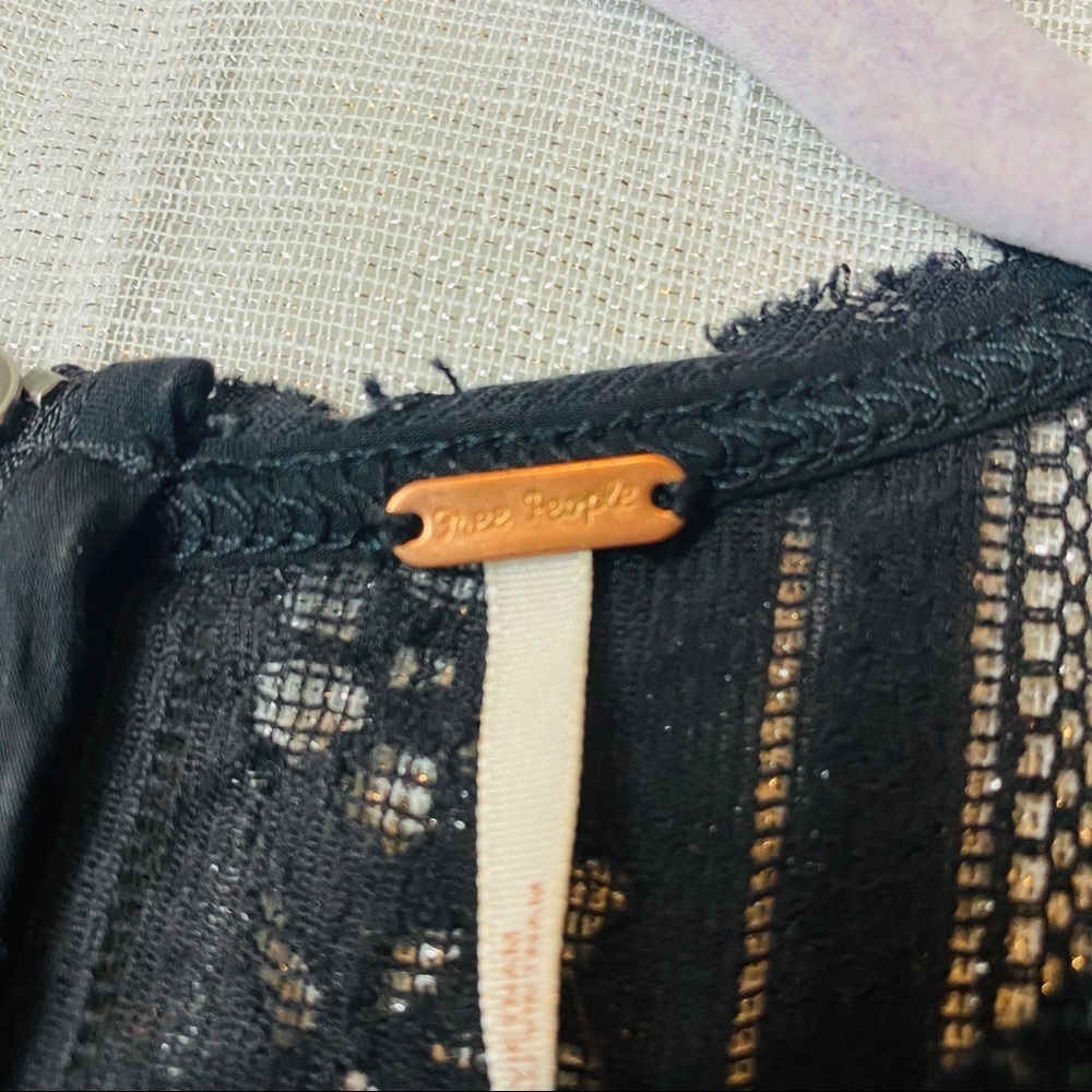 Free People black flowy lace high neck tank ~S - Picture 2 of 7